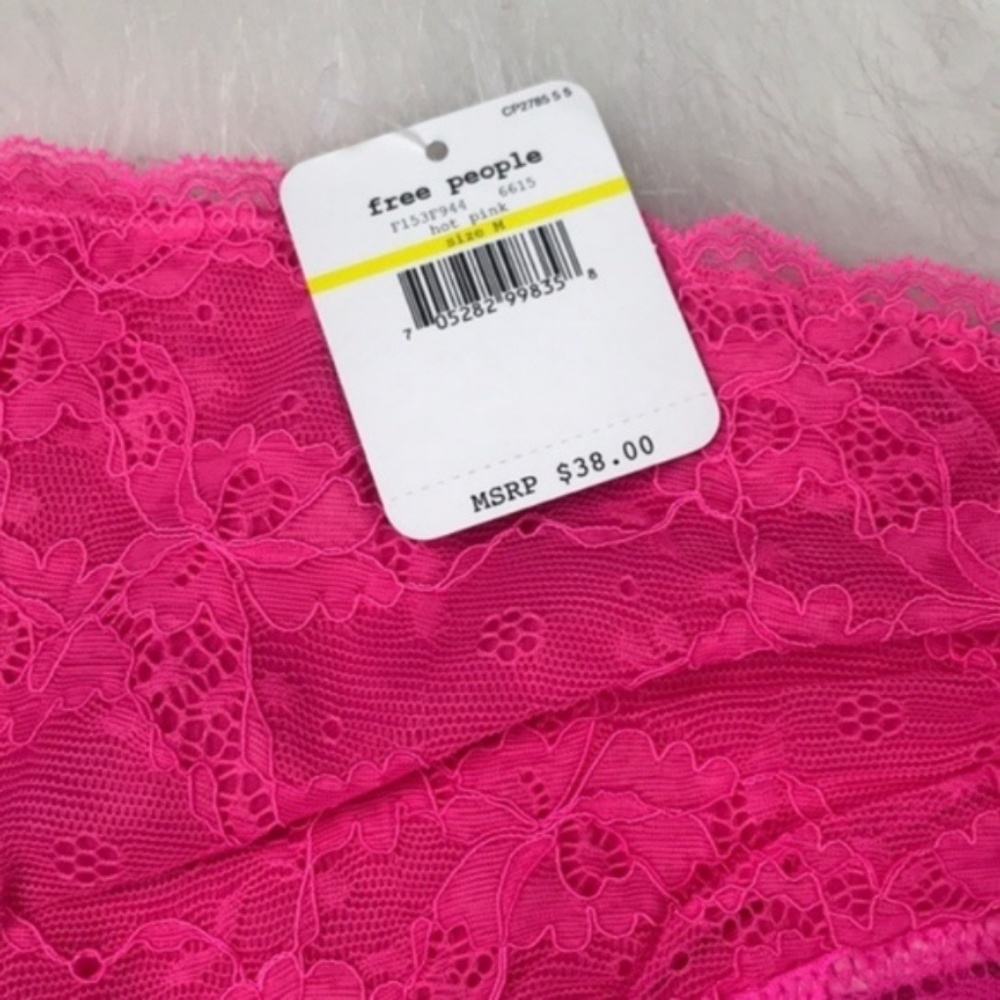 Free People Hot Pink Galloon Floral Lace Bandeau - Picture 3 of 5